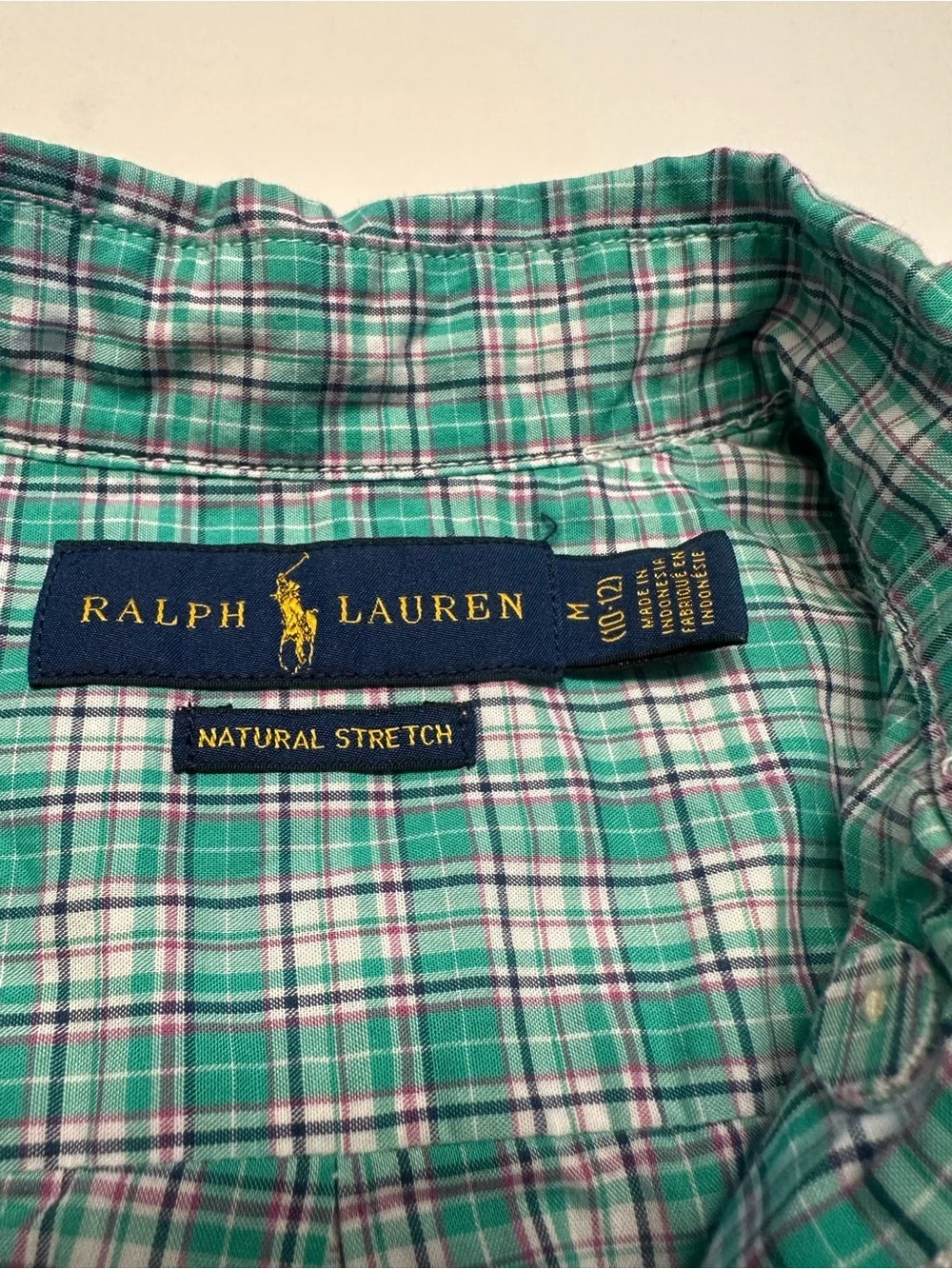 Ralph Lauren Men’s Teal and White Plaid Button-Down Shirt
